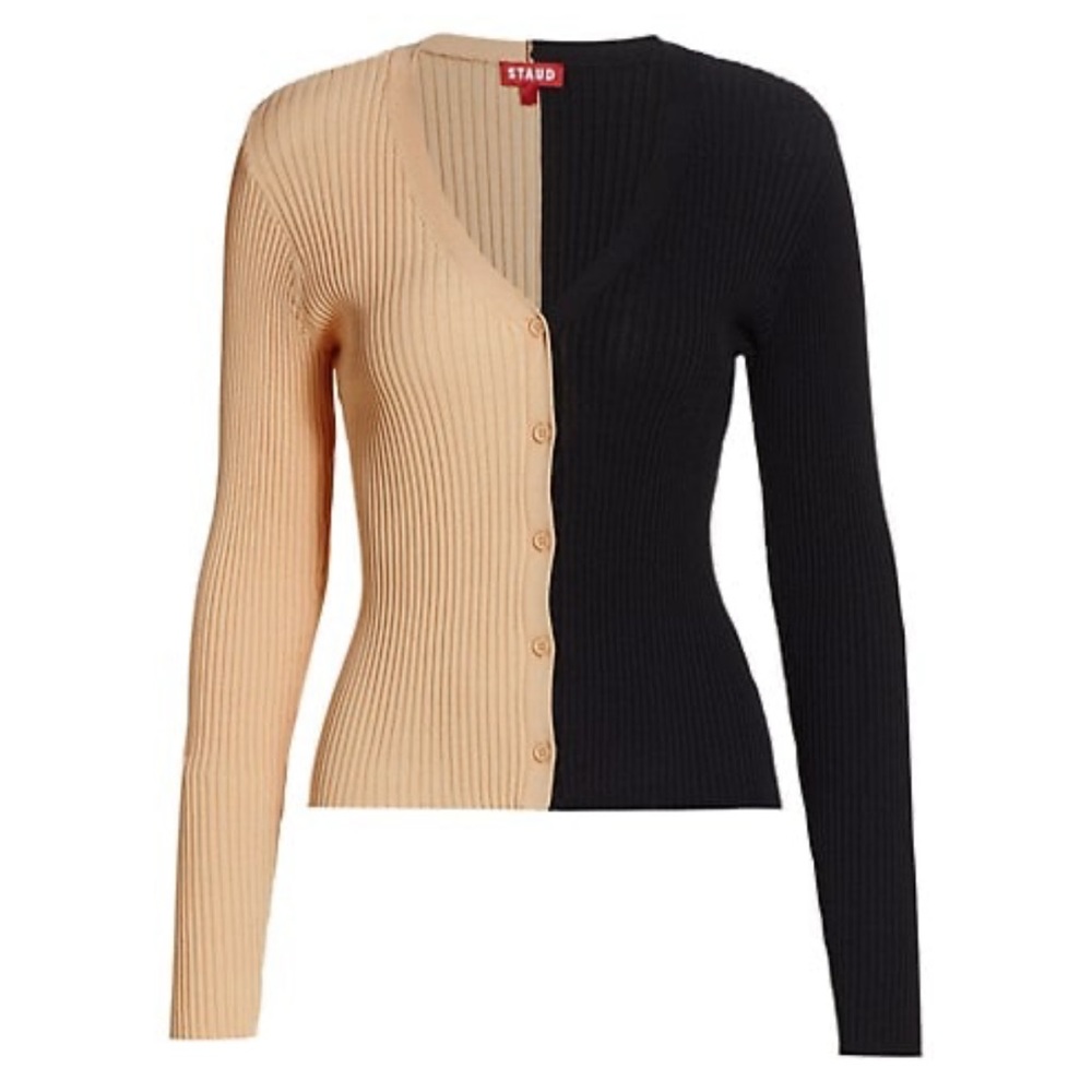 STAUD Cargo cardigan sweater | Black/White
